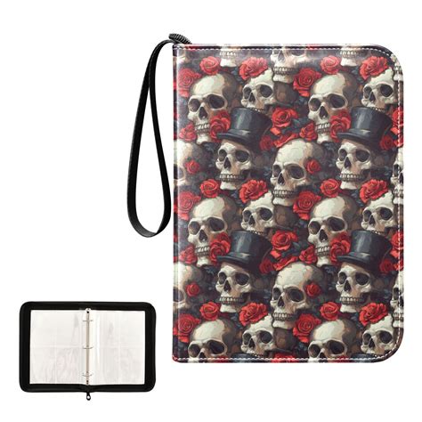 ALAZA Skull Roses Flower-p1 Trading Card Binder 4 Pocket Cards ...