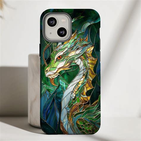 Chinese Zodiac Dragon Stained Glass Art Phone Case 17 16 15 14 13 12 11 ...