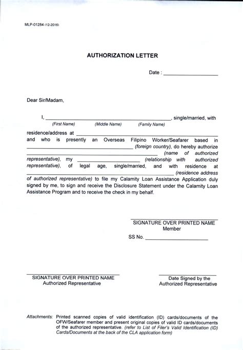 SSS Authorization Letter Sample: Free Template to Transact on Your ...