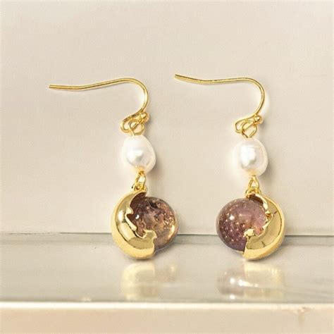 NEW 18K yellow gold plated freshwater pearl stone drop earrings jewelry ...