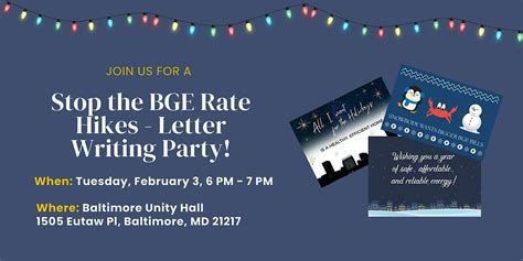 Stop the BGE Rate Hikes — Letter Writing Party!, Baltimore Unity Hall ...