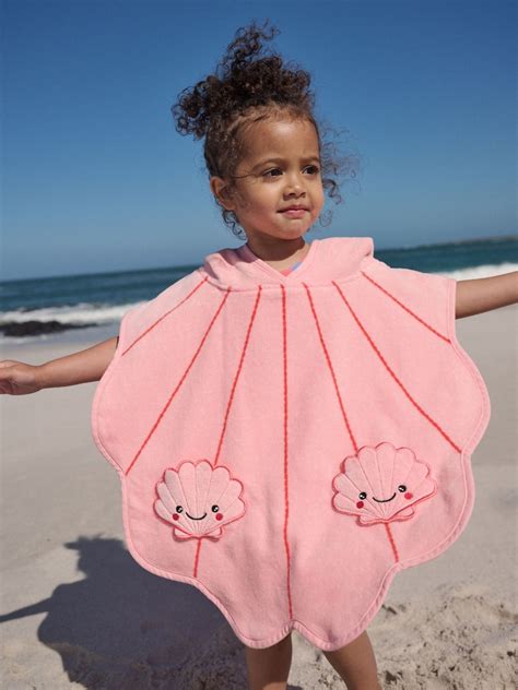 Buy Pink Shell Towelling Poncho (9mths-10yrs) from Next India