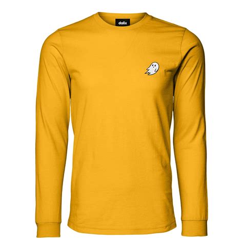 Dalix Ghost Embroidered Long Sleeve Tee Lightweight Soft Cotton Shirt Mens in Gold 3XL XXX-Large ...