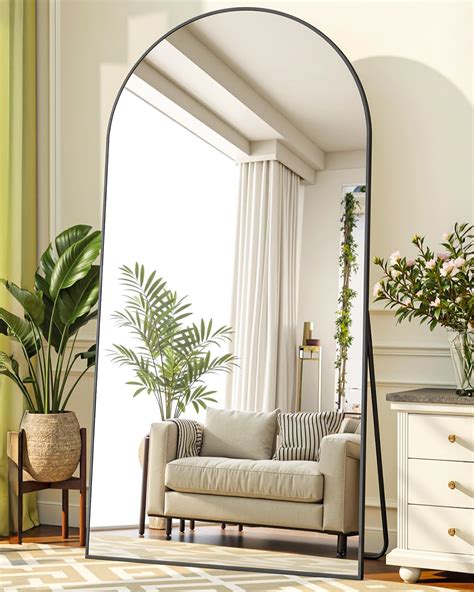 Coomily Full-Length Floor Mirror with Stand, 78"x38" Arched Style Full ...