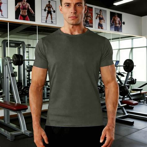 DPTALR Men's Solid Color Round Neck Short Sleeve Training Sports T ...