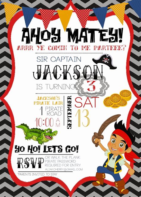 Free Printable Jake And The Neverland Pirates Invitations at vancoltonblog Blog