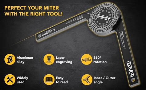 LEXIVON Aluminum Miter Saw Protractor - Precision Angle Finder