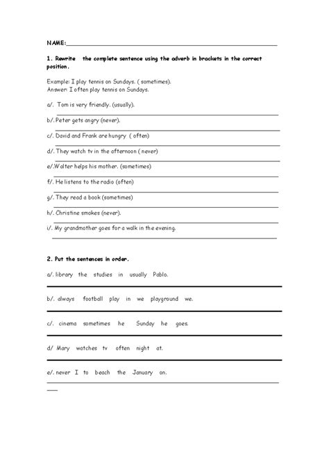 Adverbs of Frequency: Fun Activities & Games 5059 - Studocu