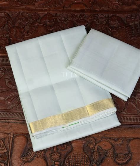 Buy Blue Kanjivaram Silk Dhoti and Vastharam With Shirt Material T751931