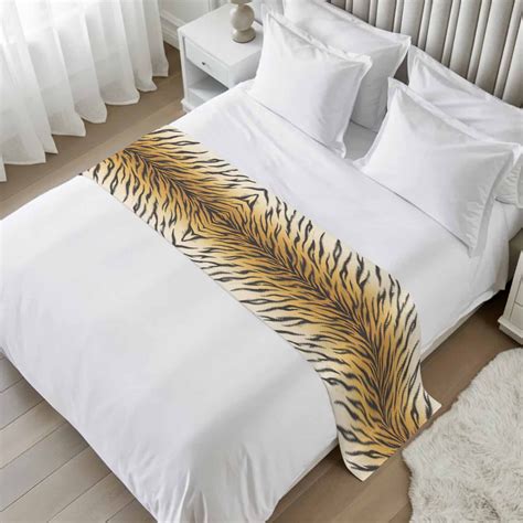 Bed Runner for Twin Size, Tiger Stripe Decorative Scarf Throws for Foot of Bed, Brown Animals ...