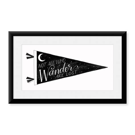 Framed Art Print, Not All Who Wander are Lost Pennant by Rachel Nieman, 11-7/8" x 17-7/8 ...