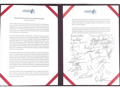 Formosa Club Europe backs Taiwan’s right to visit allies, calls for WHA ...