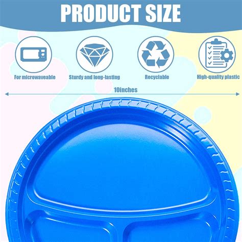 120 Pcs 10 Inch 3 Compartments Divided Plates Plastic Dinner Plates Round Lun... | eBay