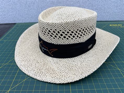 Greg Norman Signature Straw Hat with Shark Logo - Natural Golf Hat