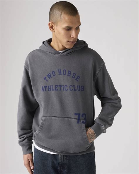 Two Horse Boxy Grunge Wash Hoodie Sweatshirt - Black | Levi's® US