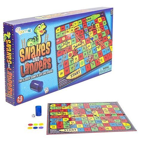 Juego de mesa Gamie Snakes and Ladders para niños con tablero y dados ...