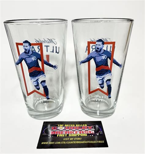 Michelob Ultra Lionel Messi Soccer 16 oz Pint Beer Glasses Set of Two ...