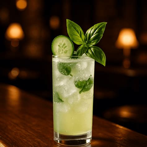 Basil Garden Gin Fizz, Refreshing botanical cocktail with cucumber ...