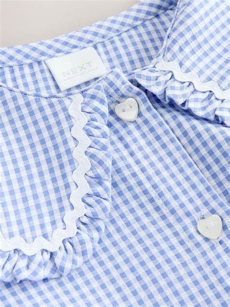 Buy Blue Gingham Cotton Rich Angel Sleeve School Dress (3-14yrs) from ...