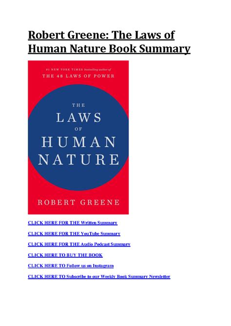 Robert Greene: The Laws of Human Nature - Comprehensive Summary - Studocu