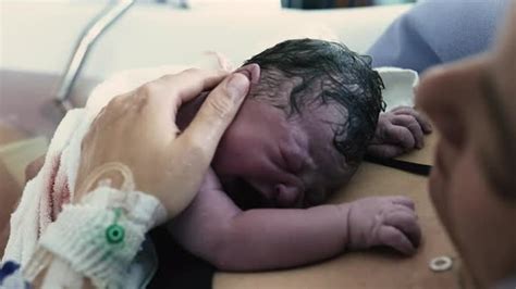Newborn Baby Crying on Mother's Chest in Hospital, People Stock Footage ...