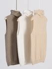 Women 100% Merino Wool Sleeveless Pullovers Turtleneck Sweater ...