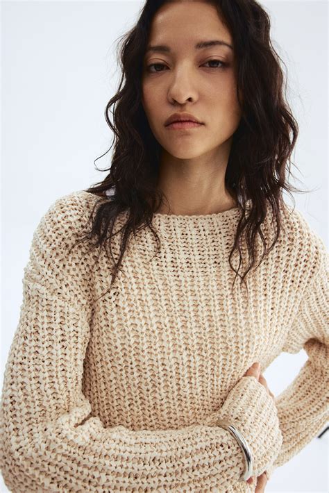 Boat-neck jumper - Light beige - Ladies | H&M IN