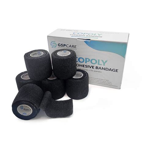 Self Adherent Cohesive Wrap Bandages 2 Inches (Black, 6 Count ...