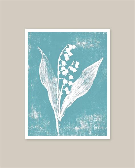 Lily of the Valley Cyanotype Art Print: May Birth Flower Print, Pastel ...