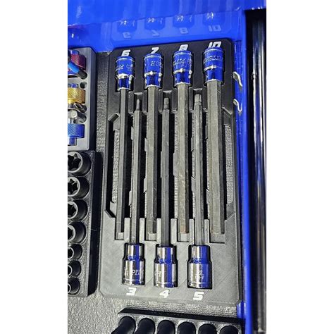 Long Hex Socket Organizer | Magnetic Base Version 2 Tray | Fits Pittsburgh 7-Piece Sae & Metric ...