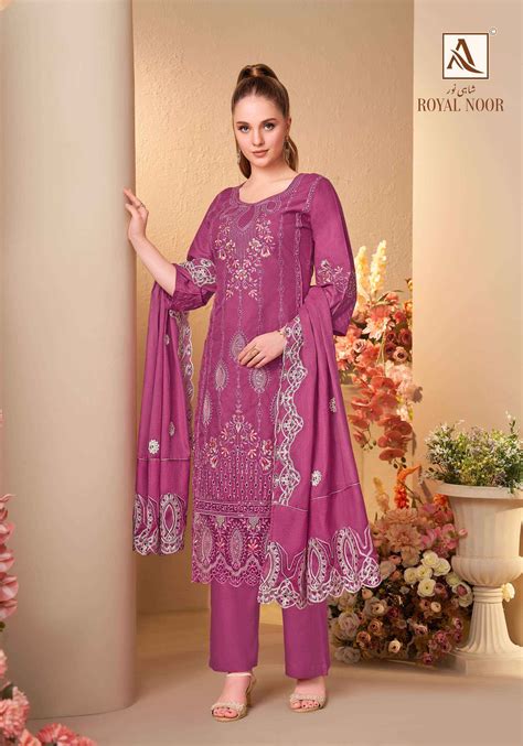 Alok Royal Noor Cambric Cotton Dress Material Wholesale Online Price