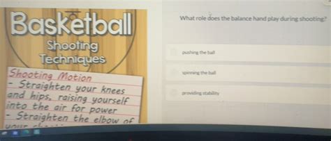 Solved: Basketball What role does the balance hand play during shooting ...