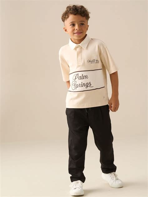 Buy Angel & Rocket Cream Andre Cut And Sew Rugby Shirt from Next India