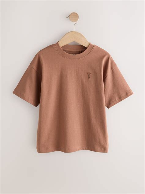 Buy Rust Brown/Cream/Neutral Relaxed Fit Short Sleeve T-Shirts 4 Pack ...