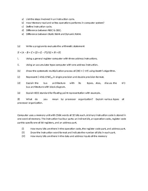 COA 101: Instruction Cycle, Memory Operations & Processor Org. - Studocu