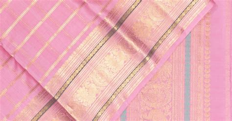 Classic Kanchipuram Silk Checks Baby Pink Saree | Kankatala