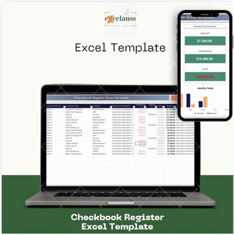 Checkbook Register Excel Template | Check Register Spreadsheet | Bank ...
