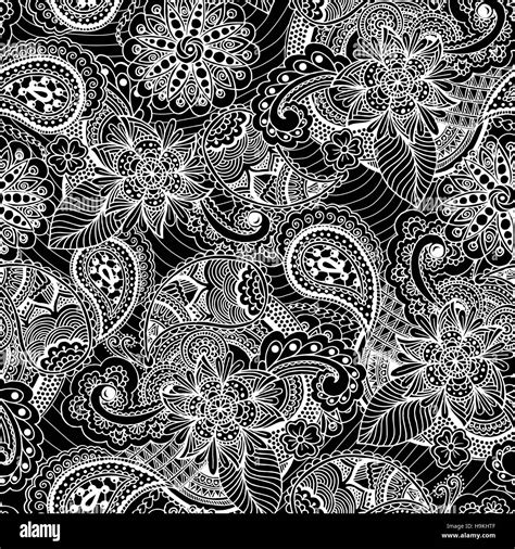 Pink and teal floral seamless pattern Black and White Stock Photos ...