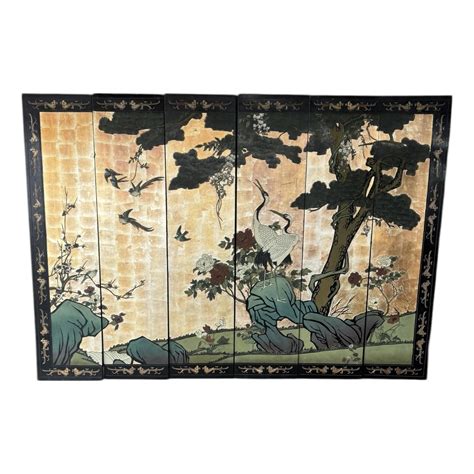 Stunning Mid-20th Century Chinese Export Six-Panel Coromandel Screen | Chairish