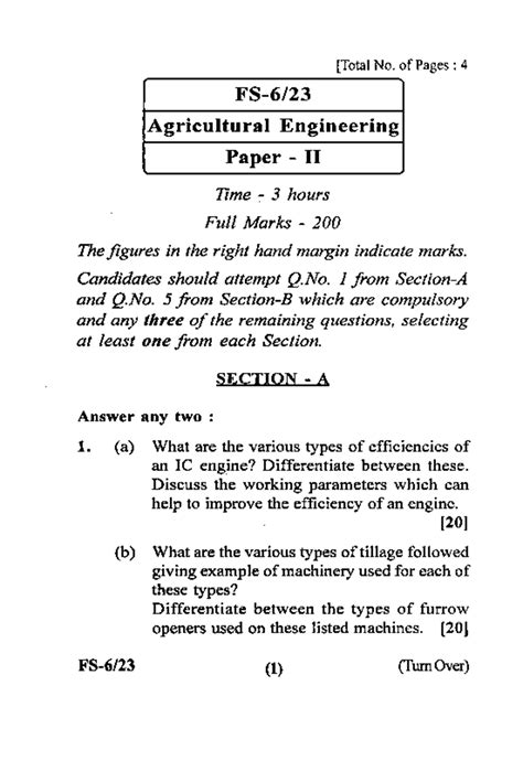 Agricultural Engineering P-II: Exam Paper & Key Concepts - Studocu