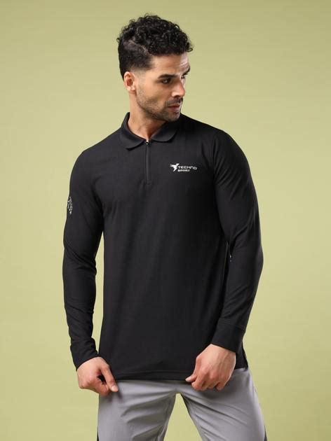 Men's Slim Fit Polo Neck T-Shirt with Matpiq – Black
