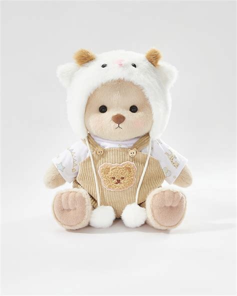 Milk Tea Short Hair Bear & White Sheep Overalls Set of 3 - 12 Inches ...