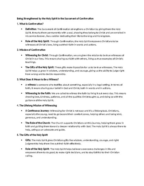 Strengthened by the Holy Spirit: Sacrament of Confirmation 2 - Studocu