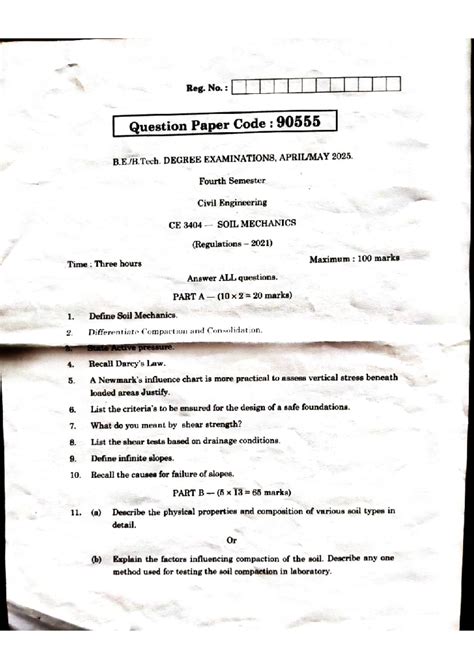 CE 3404 Soil Mechanics Final Exam Question Paper 2025 - Studocu
