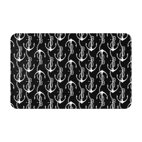 Bathroom Rugs Non Slip Washable - Anchor chain white black cool Kitchen ...