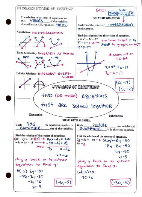 GDC: 3.5 Systems of Equations Notes and Solutions - Studocu