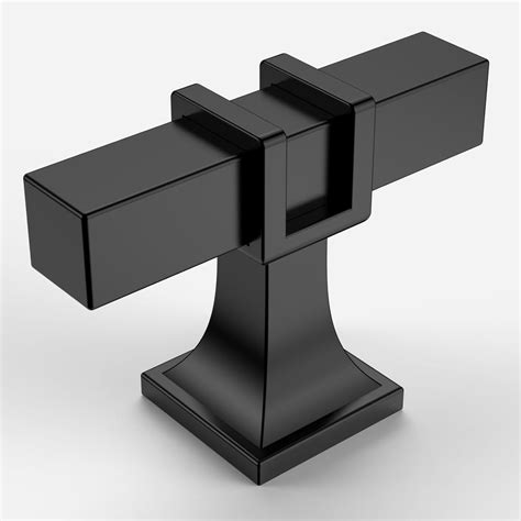 10 Pack Matte Black Cabinet Knobs 1.46 Inch(37mm) Single Hole Cabinet Handles Rectangle Dresser ...