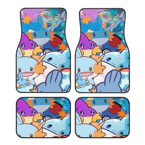 Cute Car Floor Mats Set of 4 Kawaii Cartoon Pattern Carpet Front Rear ...