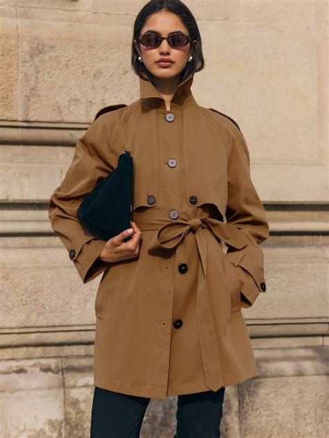 Buy Friends Like These Brown Mid Length Trench Jacket With Cape Detail ...