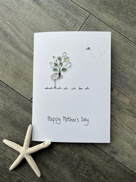 Sea Glass Bird Mother’s Day Card: Handmade Blank Greeting Card - Etsy UK